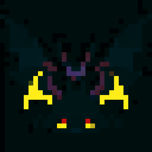 A larger, more menacing shadowy figure with smoky tendrils, large bat-like wings, and piercing red eyes. Its body is mostly hidden in darkness, giving it an ethereal, ghostly appearance. No background.
