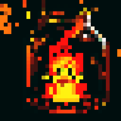 jar of fire waving, pixel art, sRGB, hand, 