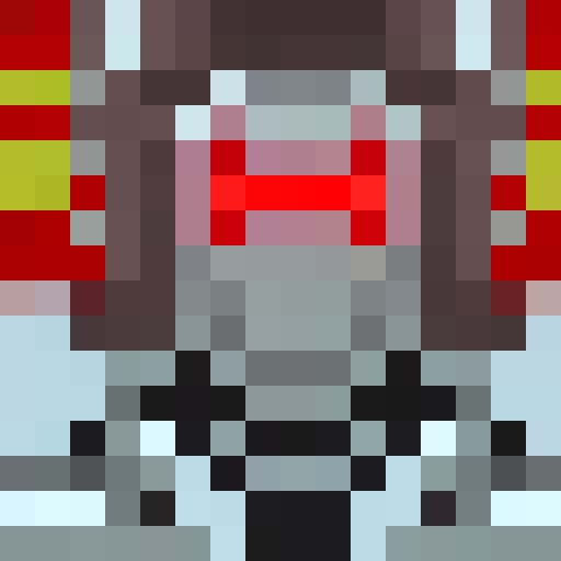 Thor, wielding Mjolnir, stands atop a thundercloud with lightning bolts striking behind him, his muscular frame adorned in chainmail armor and a red cape billowing in the wind, all captured in a retro 16x16 pixel portrait.