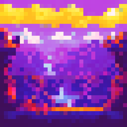 Stylized P, pixel art, sRGB, Permafrost RPG, icy landscape, snowy mountains, frozen trees, shimmering aurora, vibrant colors, magical crystals, immersive background