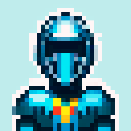 armoured knight, intricate metallic details, vibrant colors, 8-bit inspired, sharp edges, blocky forms, limited color palette, retro gaming vibes, high contrast, dithering effects, low resolution, nostalgic feel, iconic helmet, shiny armor plating