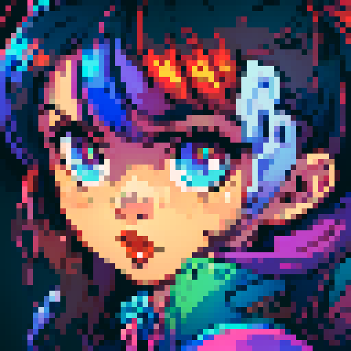 Colorful, retro, vibrant, 8-bit, pixelated, sRGB