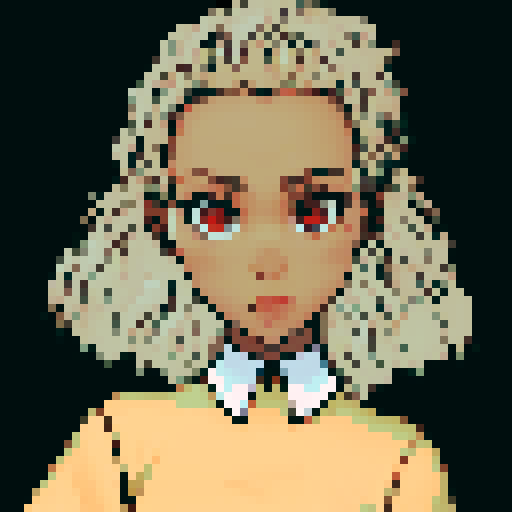 Teenage black girl with light brown hair and red eyes