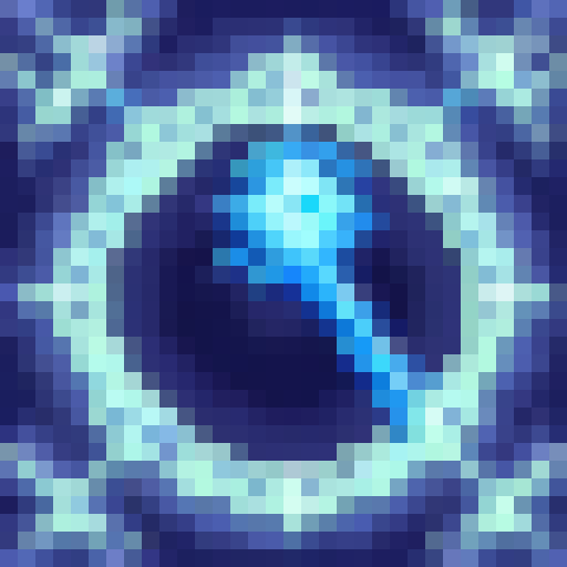 Create a 32x32 skill art icon of a futuristic laser weapon with a sleek, metallic design, featuring a glowing blue power core and a retractable blade in the inventory.