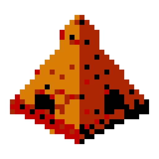 layered triangular red clay shingle tower top. Usable as an asset (clear, thick lines and a white background). Black outline