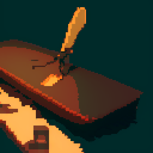 blood soaked knife on a dirty table, gritty, no characters, no people, knife on a table, blood, dirty