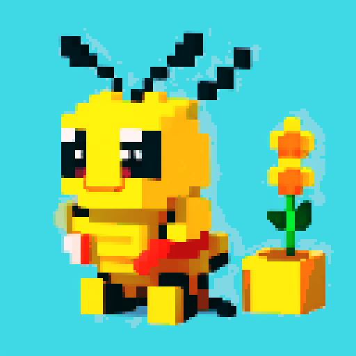 antropomorphic smiling bee in pants