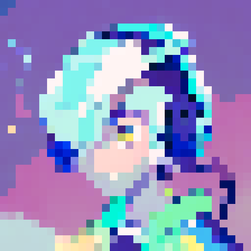 "Rupam's character, with vibrant black hair and oversized headphones, dynamic anime style."