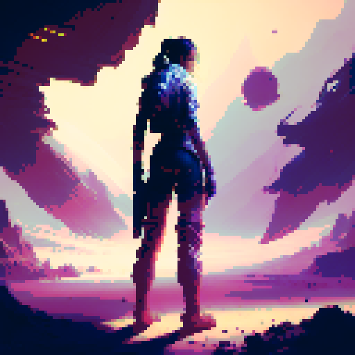 Human girl farmer, space, fantasy RPG, vibrant colors