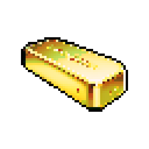 shiny gold bar, video game item icon, pixel art, sRGB