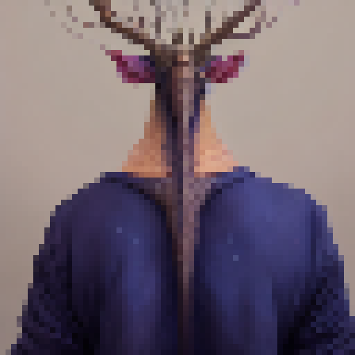 Awe-inspiring, towering tree sprouts from the back of a mystical, multi-horned beast, its massive roots extending outward in a vibrant display of color and texture, rendered in a whimsical, surrealist art style.