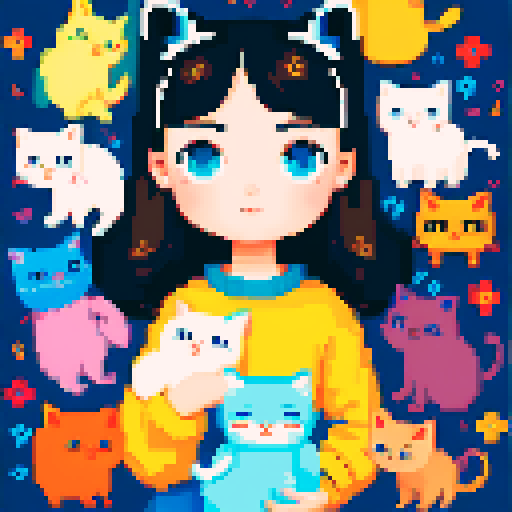 girl with many cats