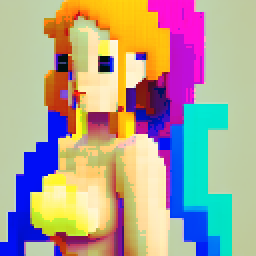 naked girl, sexy ass, vibrant colors, pixelated curves, retro nostalgia, pixel art
