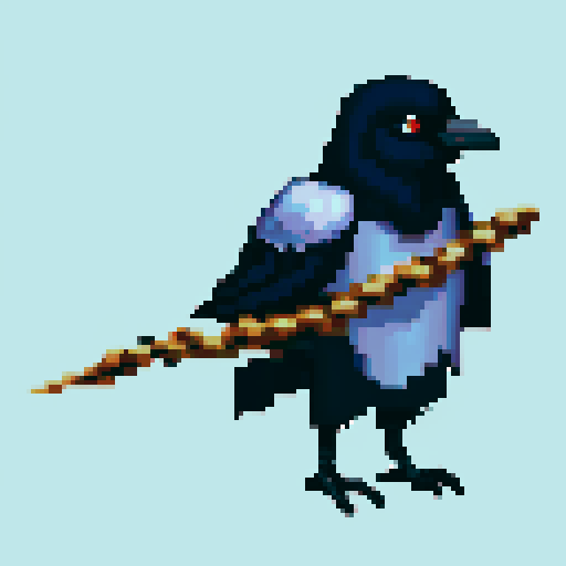 old raven-like druid with a staff