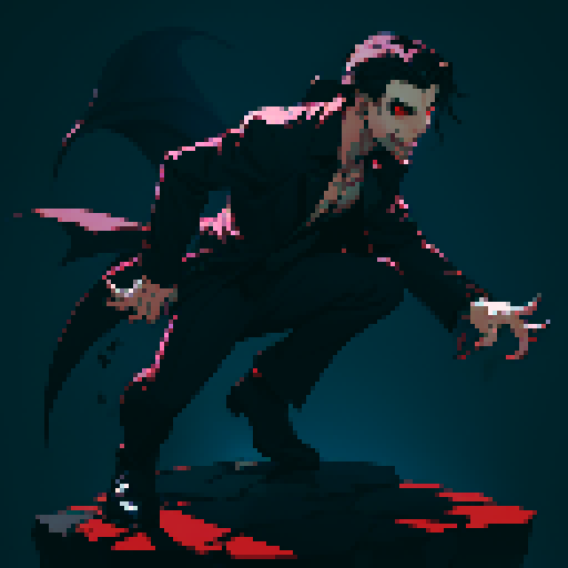 blood splatter, vampire attack, dynamic, vampire claws, vampire fangs, blood, full-body image, male, male vampire, man, full-body