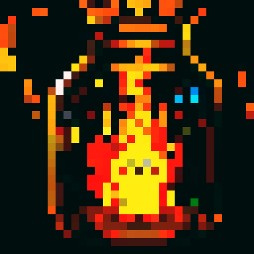 jar of fire waving, pixel art, sRGB, hand, 