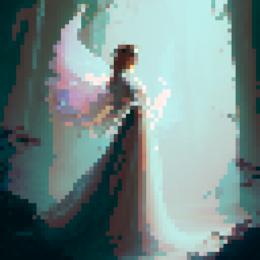 fairy girl with delicate wings and flowy dress, long straight hair, surrounded by enchanted forest, ethereal, fantasy RPG art style