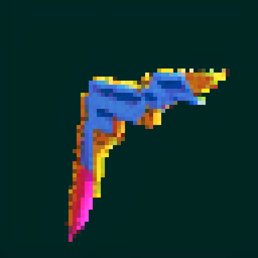 boomerang, vibrant colors, retro, 8-bit, pixelated, curved shape, metal texture