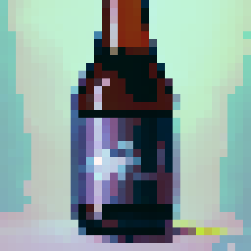 beer bottle cap item, game icon, 32x32 pixel art, sRGB, skill art, close up, portrait, metallic texture, embossed logo, vibrant colors, glossy finish