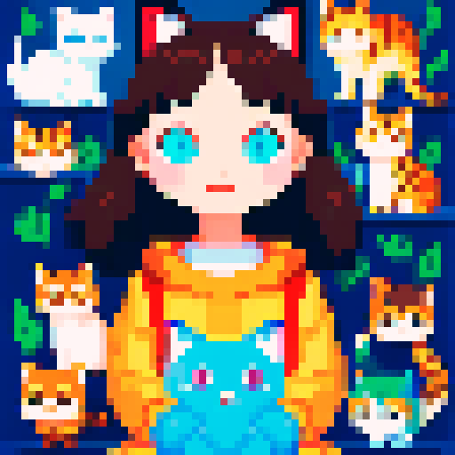 girl with many cats