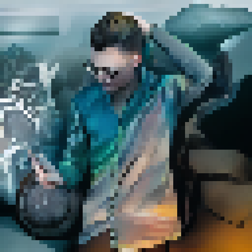 A surreal, mountainous landscape with a cascading waterfall and a lone figure standing atop a rocky precipice, rendered in a vivid, hyper-realistic portrait style.