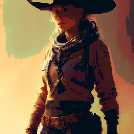 cowgirl, beautiful, cowboy hat, desert, sunset, wasteland, post-apocalyptic