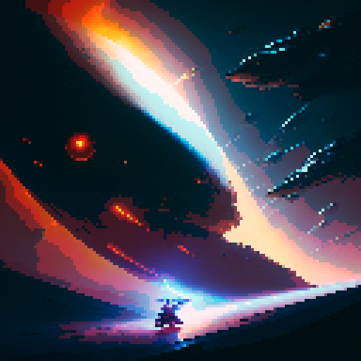 A towering, armored space marine wields a glowing plasma cannon while charging into battle alongside a swarm of otherworldly creatures, set against a backdrop of a dark and foreboding planet with fiery red skies and jagged rock formations