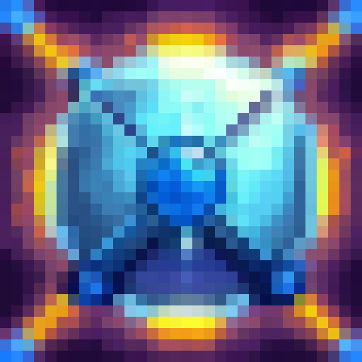 Create a 32x32 skill art icon of a futuristic laser weapon with a sleek, metallic design, featuring a glowing blue power core and a retractable blade in the inventory.