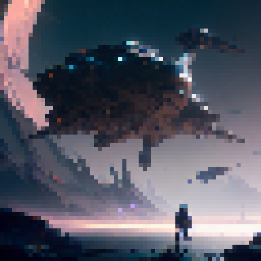 Techno robot, gleaming metallic body, surrounded by swirling neon lights, standing atop a desolate futuristic cityscape, with dragons and griffins flying overhead, all depicted in a fantasy RPG style with intricate concept art details.