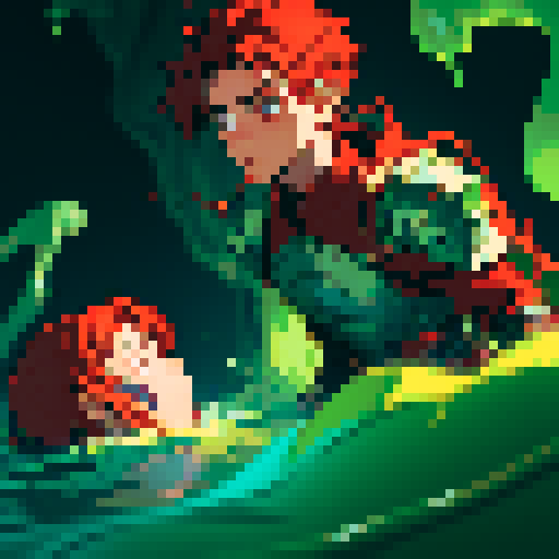 hero sinking into slime, hero drowning in slime, hero has red hair, hero has silver armor, reaching up, panic, sinking deep into the goo