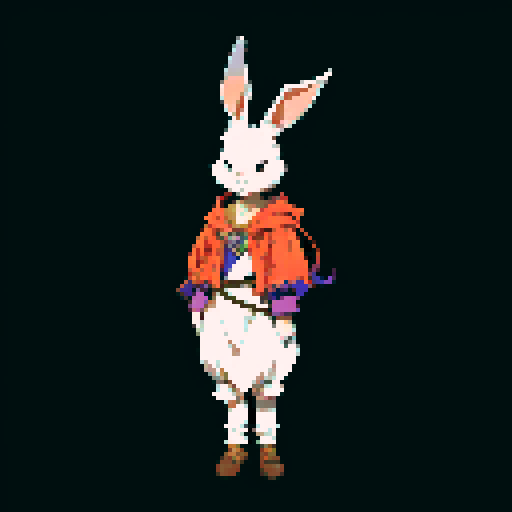 Mysterious and whimsical wererabbit in the style of wizardry