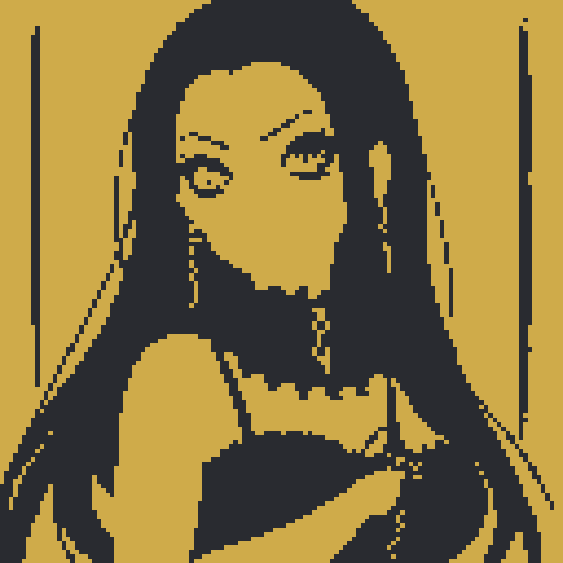 busty goth, cute goth girl,  beauty photo, glamour shot, avatar portrait, anime character, pixel art. 2 color