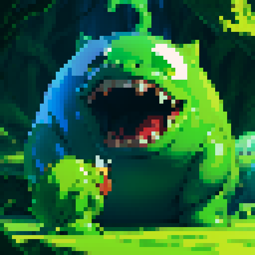 hungry slime, gelatinous slime, slime monster, mouth open, hungry