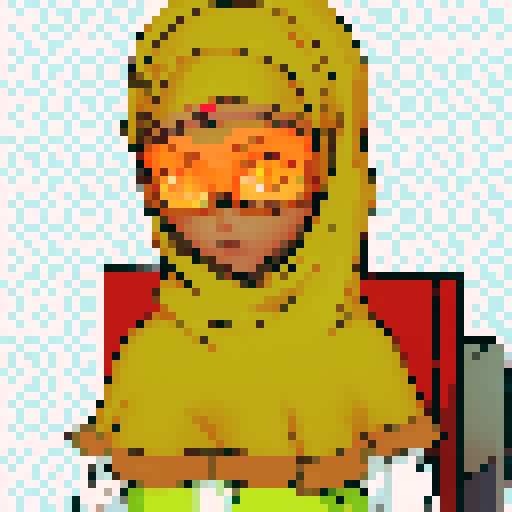 Teenage black girl with orange hijab and orange neon glasses