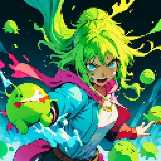 slime slamming into a hero, impact, splattering