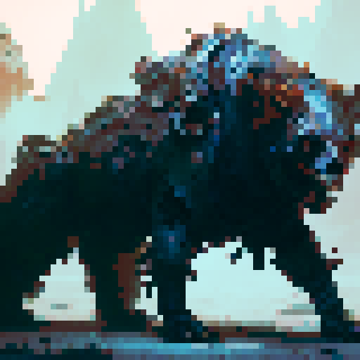 Bloody, undead skeleton bear with a missing jaw, prowling through a fantasy RPG world