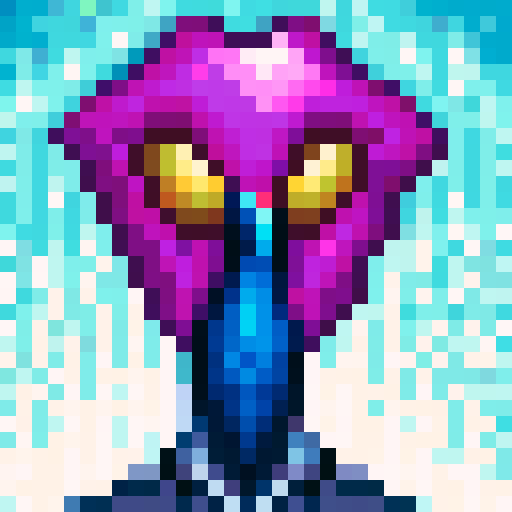 crane bird with the body looking like a human eye 