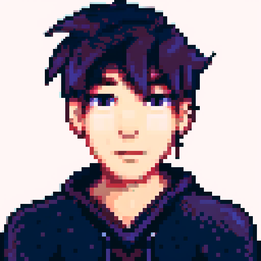 front facing portrait, young white male with white fluffy hair, green eyes, scars, freckles, pixel art in Stardew Valley style, wheelchair-user.