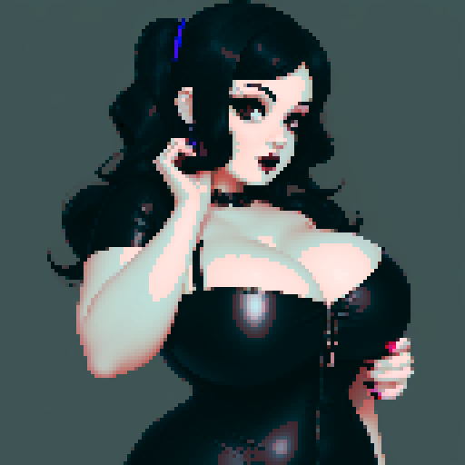 busty goth, nude curvy goth, cute goth woman, with black hair, nude breast, beauty photo, glamour shot, avatar portrait