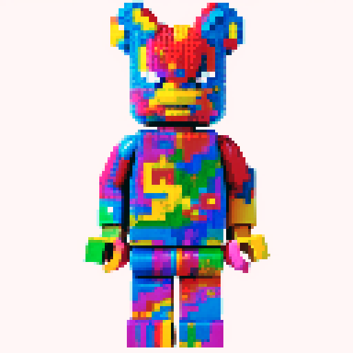 colorful pixel lego blocks arranged in a playful, vibrant composition, showcasing the intricate details and vibrant colors of pixel art in the sRGB color space