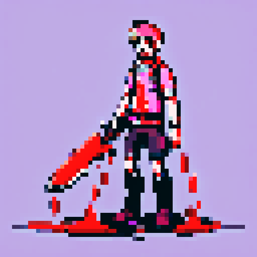 gory scene, blood splatters, dismembered limbs, pixelated gore, sRGB color palette
