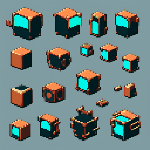 I want a wide copper mounting for some object. It should have a large flat space on top to connect something. I want this object usable an asset in a videogame, meaning only one object per image, outlined with a strong black stroke, on a solid-color background.