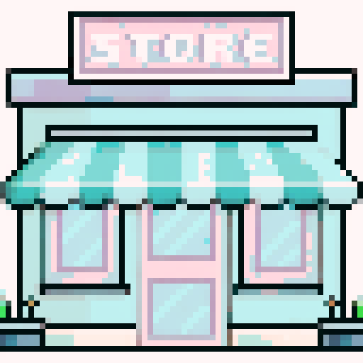 a 8bit game style energy bar shop with playful and joyful vibes