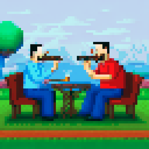 A father is talking to his wife while smoking his cigar, and they both appear miserable.