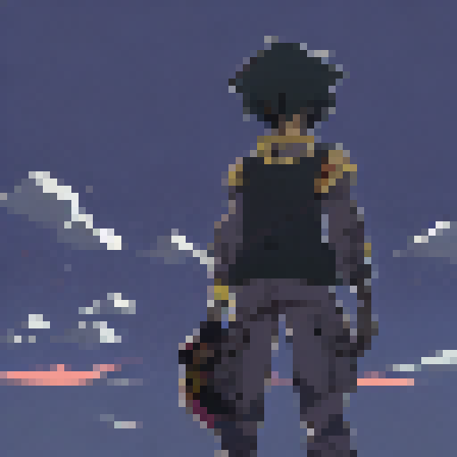 Muscular brown-skinned anime man, clad in black tee and cargo pants, sporting red-lensed gold shades, red boots, and a thin gold chain with a circular emblem containing a number 7 inside it, emerges dramatically from billowing black dust, leaving two stunned onlookers in his wake, all portrayed in vibrant anime style.