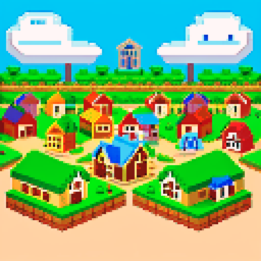 a city made of dog houses