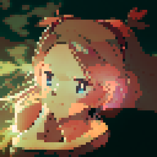 Blonde girl with voluminous hair, eyes closed in pleasure, big breasts pressed against the bed, hand gripping the shaft of a thick erect penis, all depicted in vibrant anime style