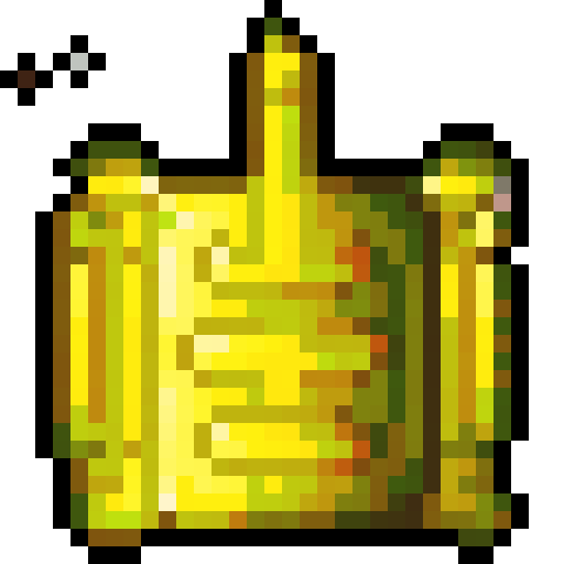 tank, top-view, Battle City style, game icon, 32x32 pixel art, sRGB, skill art, close up, yellow main color, single turret, intimidating cannons, tracks, pixelated explosions, tranparent background, game sprite