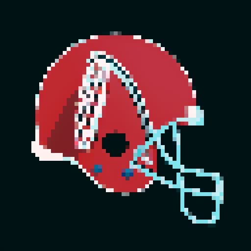 WFL world football league american pro football helmet, NFL, flat, facing right, pixel art, retro, icon, colorful