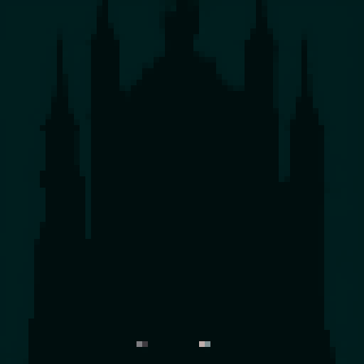 A gothic castle with vampires flying around, dark colors and palette, castlevania style